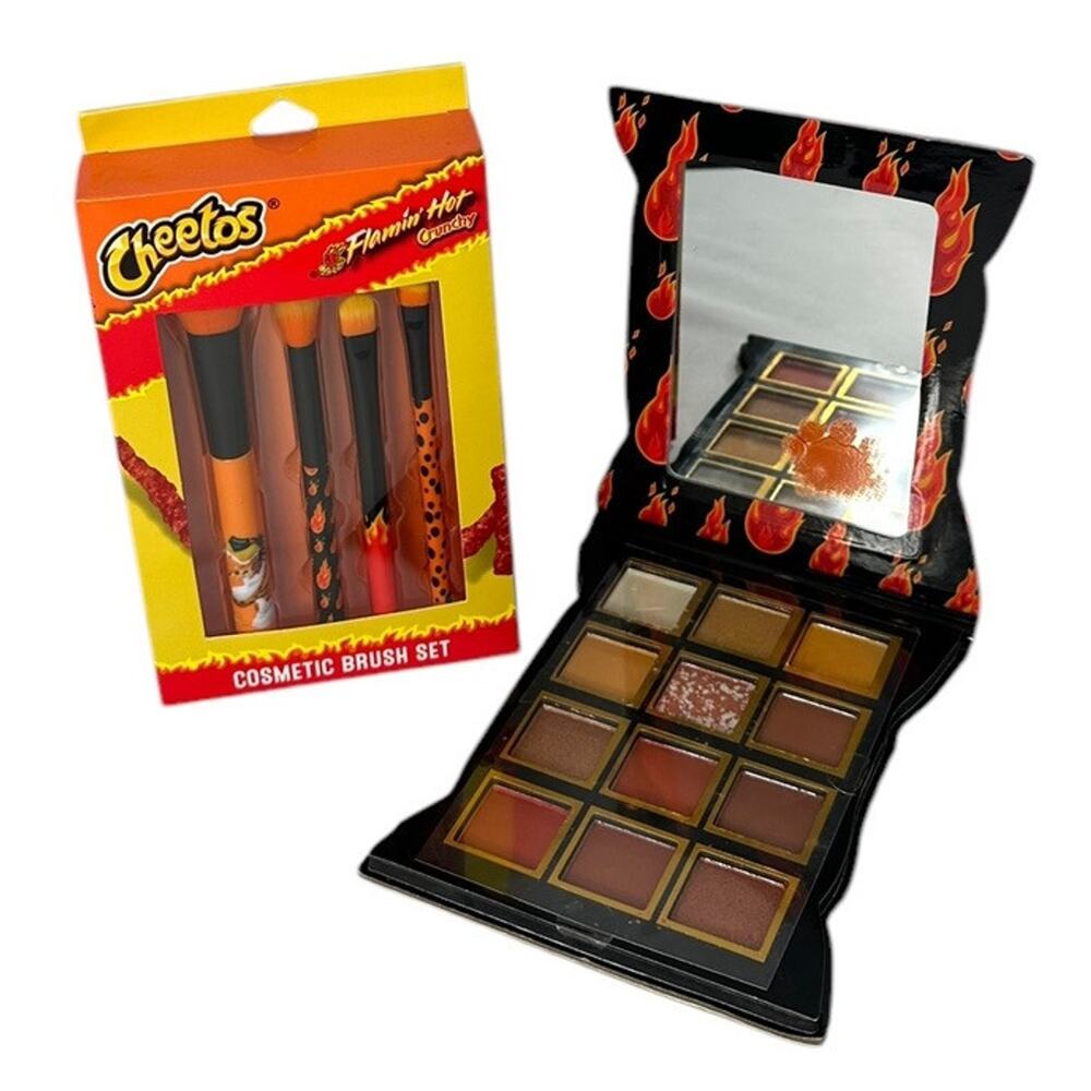 Cheetos Eyeshadow Palette Limited Edition Brush Set Flamin Hot Crunchy 12 Shades